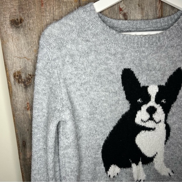 Cupcakes and Cashmere Grey Fuzzy Knit Boston Terrier Dog Sweater sz XS - Picture 4 of 13